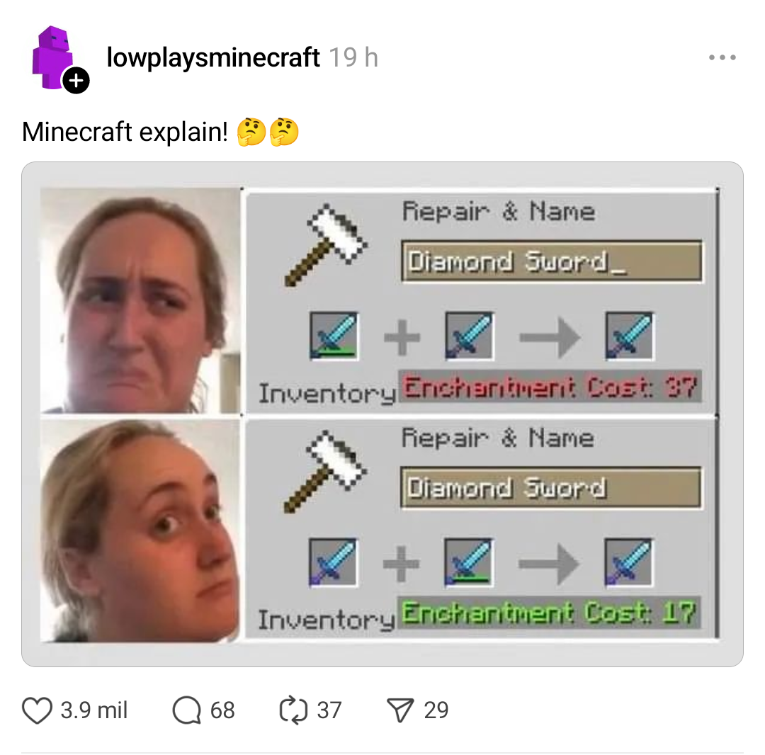 Minecraft Anvilling Is Not Commutative