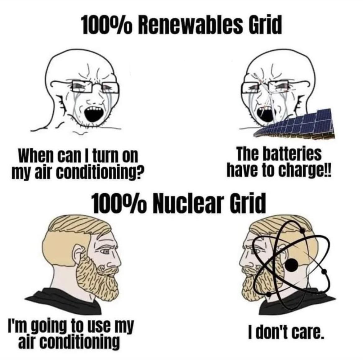 Nuclear Chads Vs. Renewable Virgins