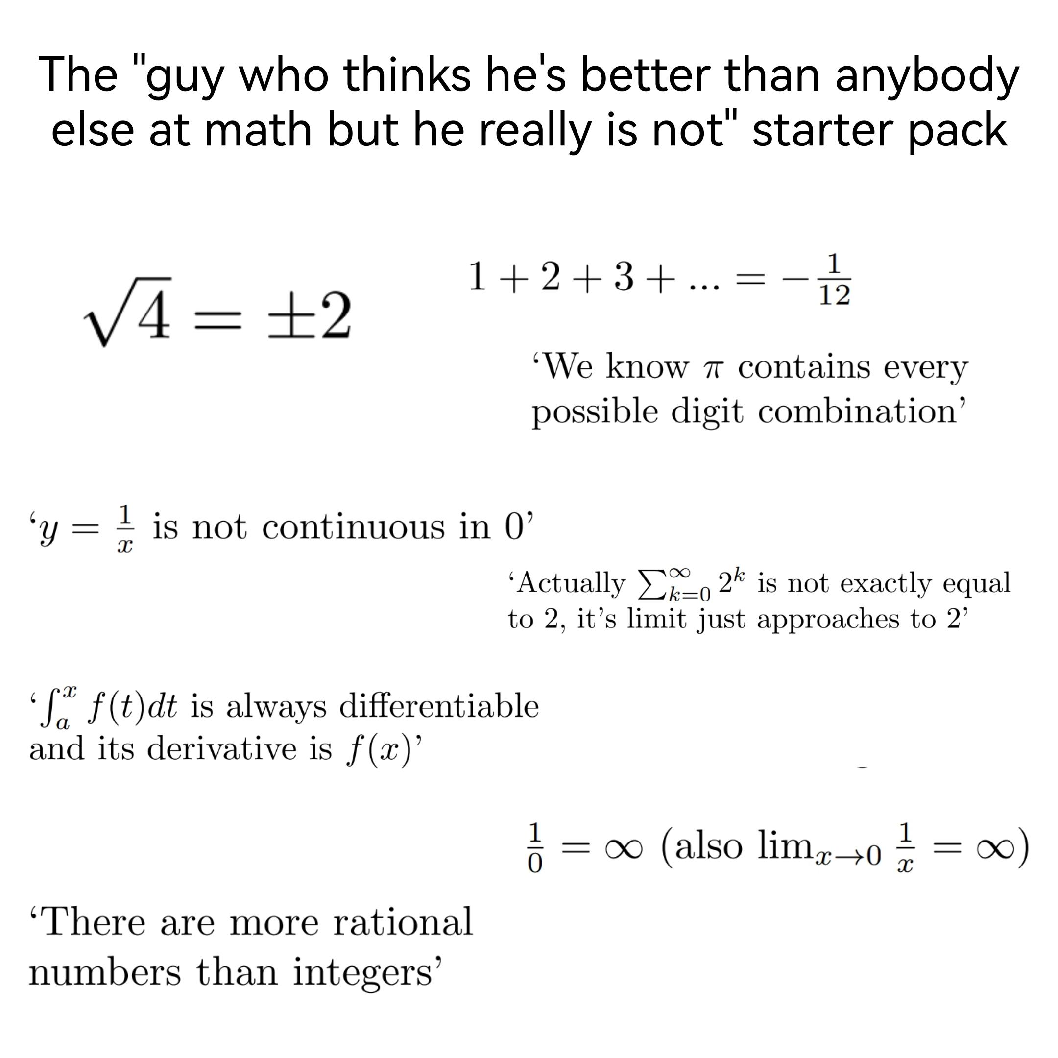 Please Stop: The Mathematical Mansplainer Starter Pack