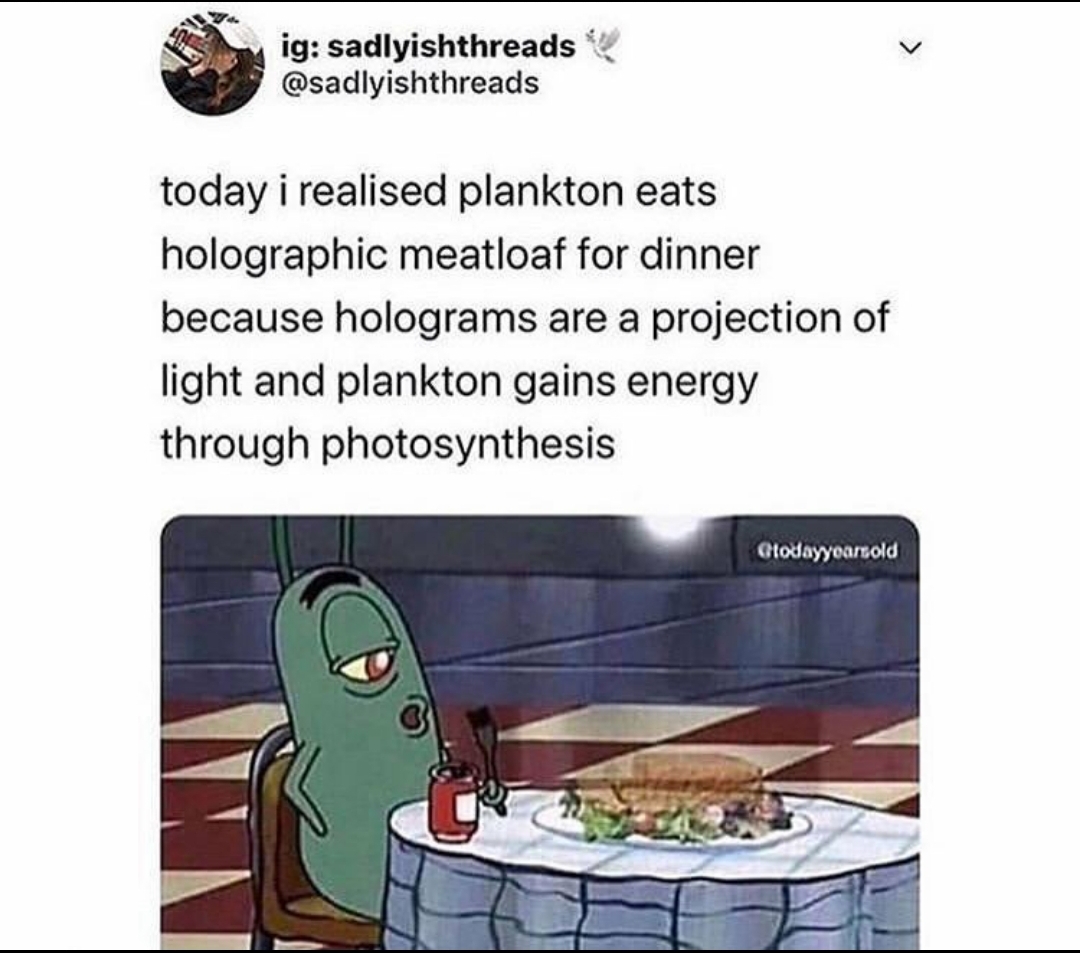 Holographic Meatloaf: The Ultimate Plankton Diet