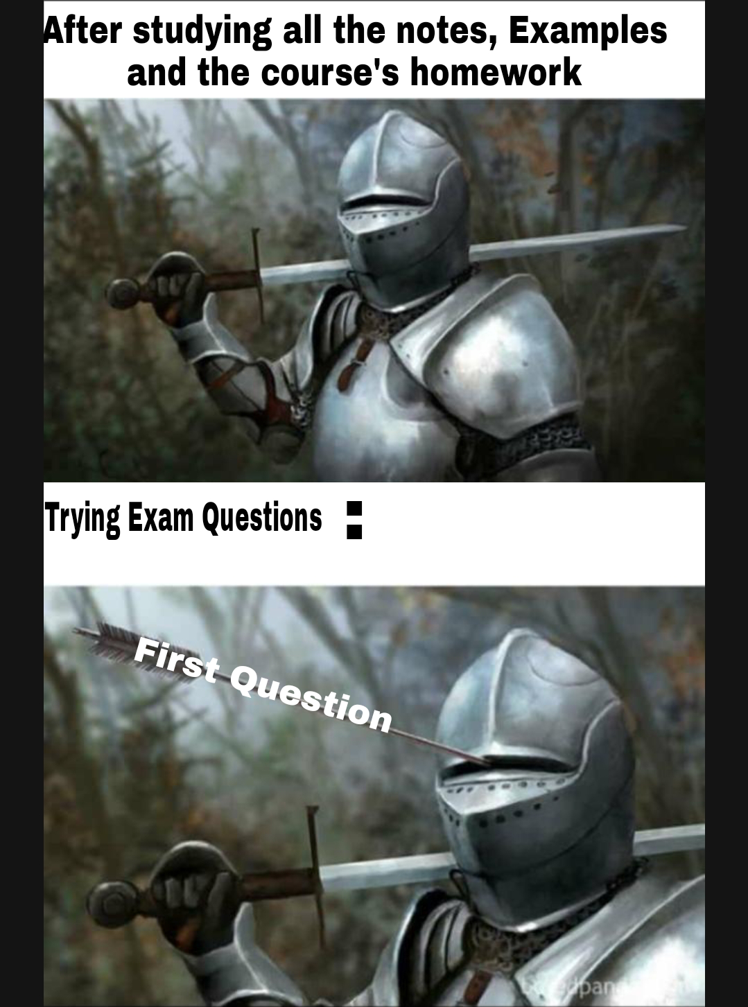 Knight In Shining Armor Vs. First Exam Question