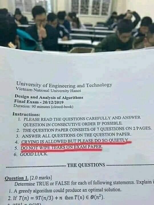 Tears And Algorithms: A Student's Worst Nightmare