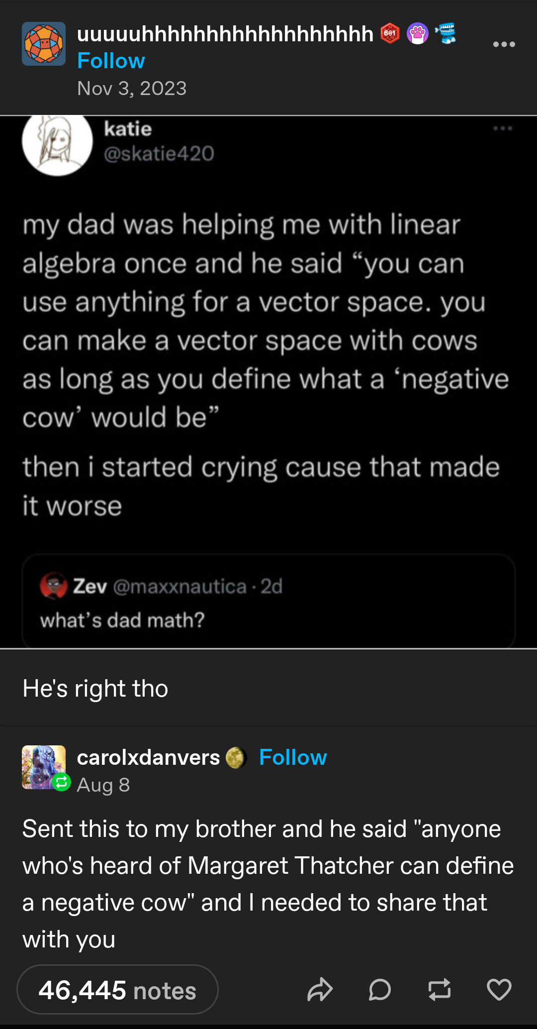 When Dad's Vector Spaces Get Political
