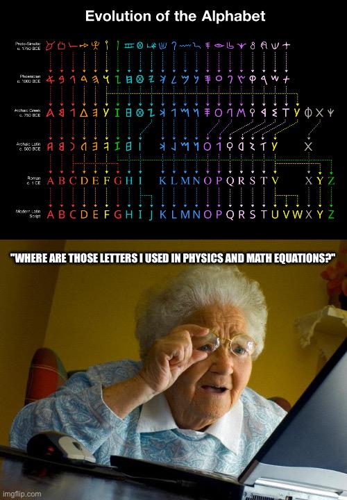 Where Are Those Letters I Used In Physics And Math Equations?