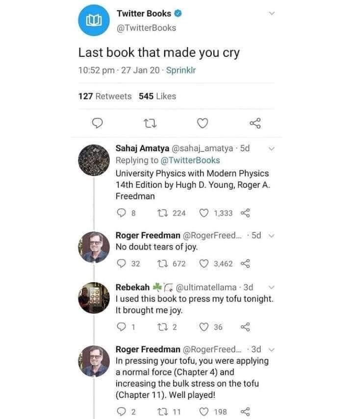 When Your Physics Professor Finds Your Tofu Tweet