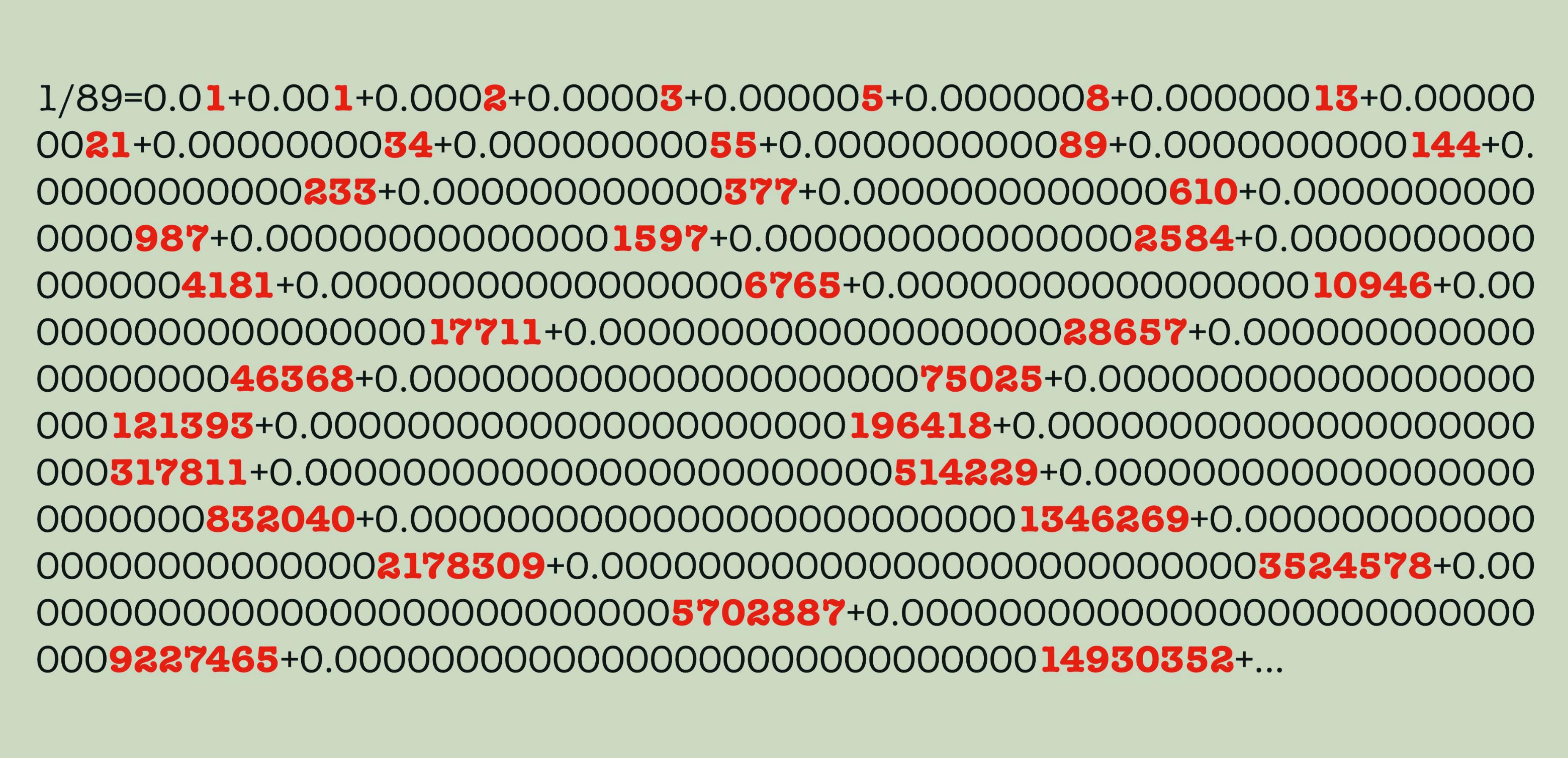You Can Find The Fibonacci Sequence In 1/89