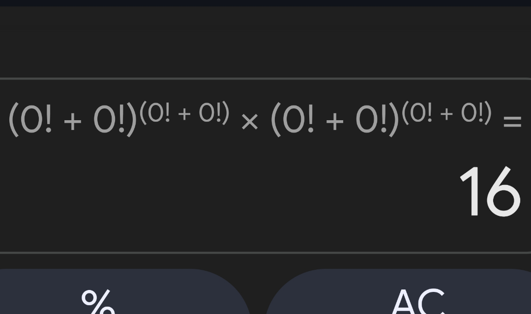 Factorial Wizardry Equals Sixteen