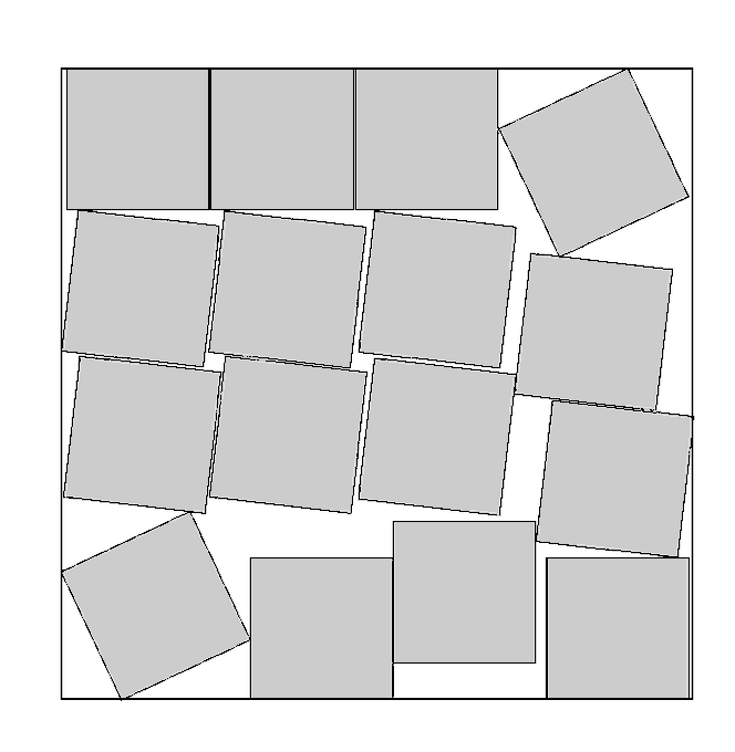 The Optimal Known Packing Of 16 Equal Squares Into A Larger Square