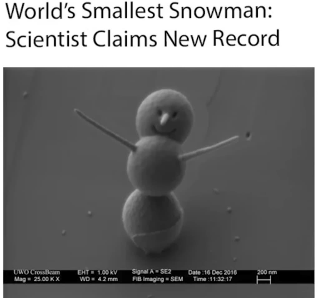 World's Smallest Snowman: Nano-Frosty Takes The Scientific Stage