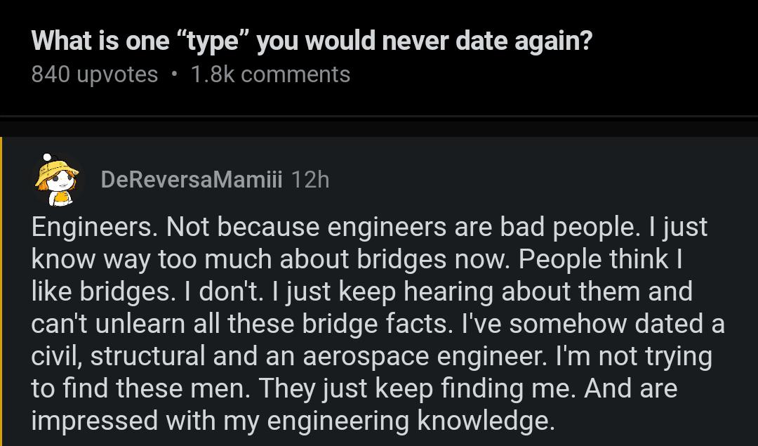 The Bridge Too Far: Dating Engineers