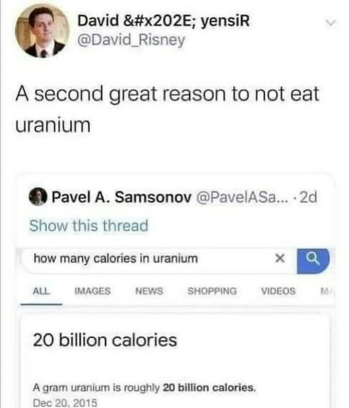 The Ultimate Diet Destroyer: Uranium's Caloric Catastrophe