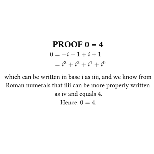 Rigorous Proof That 0 = 4