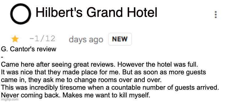 Hilbert's Hotel Has Infinite Complaints