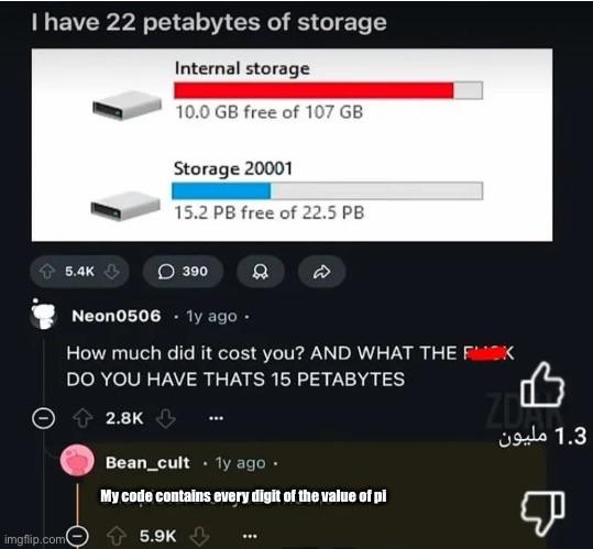 Infinite Storage Hack: The Pi Paradox