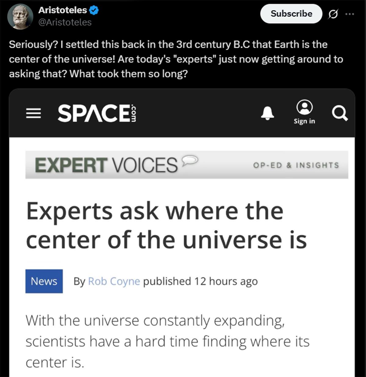 Ancient Philosopher Has Cosmic Twitter Meltdown