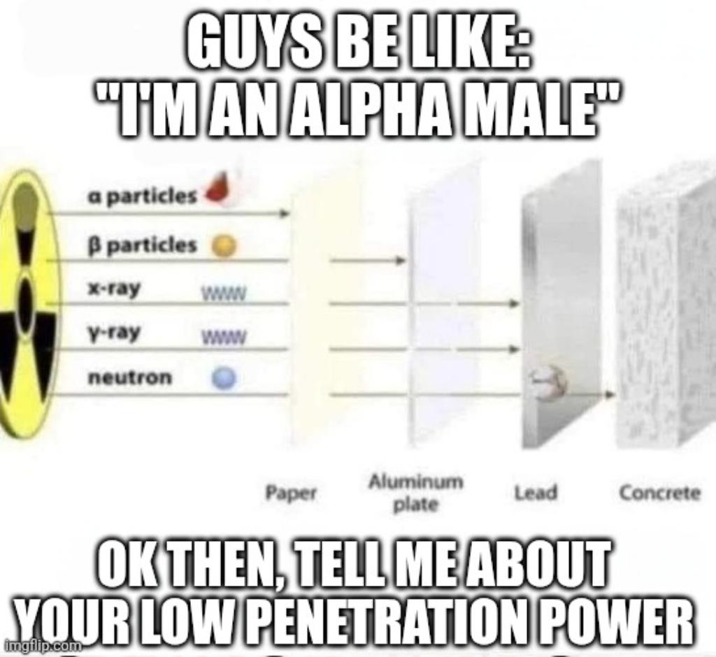 Alpha Males vs Alpha Particles: A Penetrating Comparison