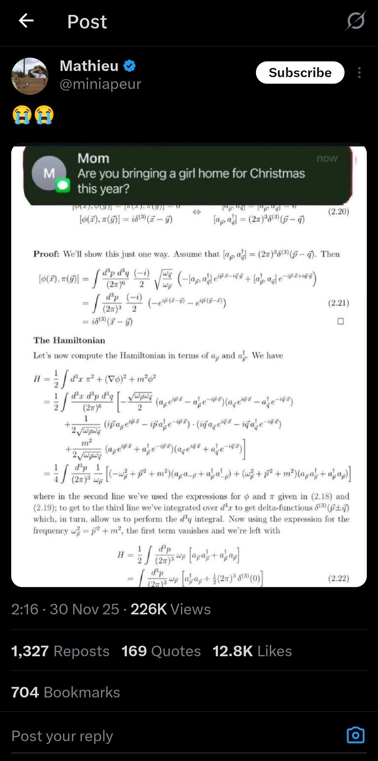 No Mom, I'm Dating The Hamiltonian