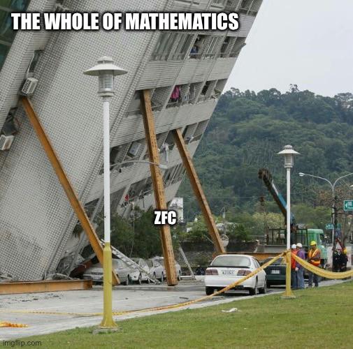 The Whole Of Mathematics Balancing On ZFC