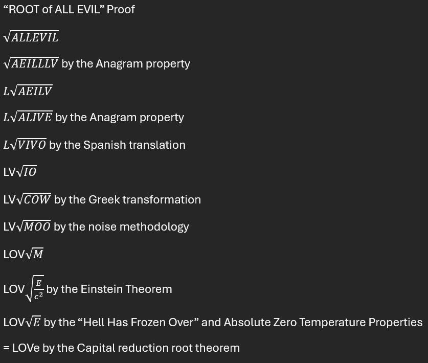 Root Of All Evil Proof