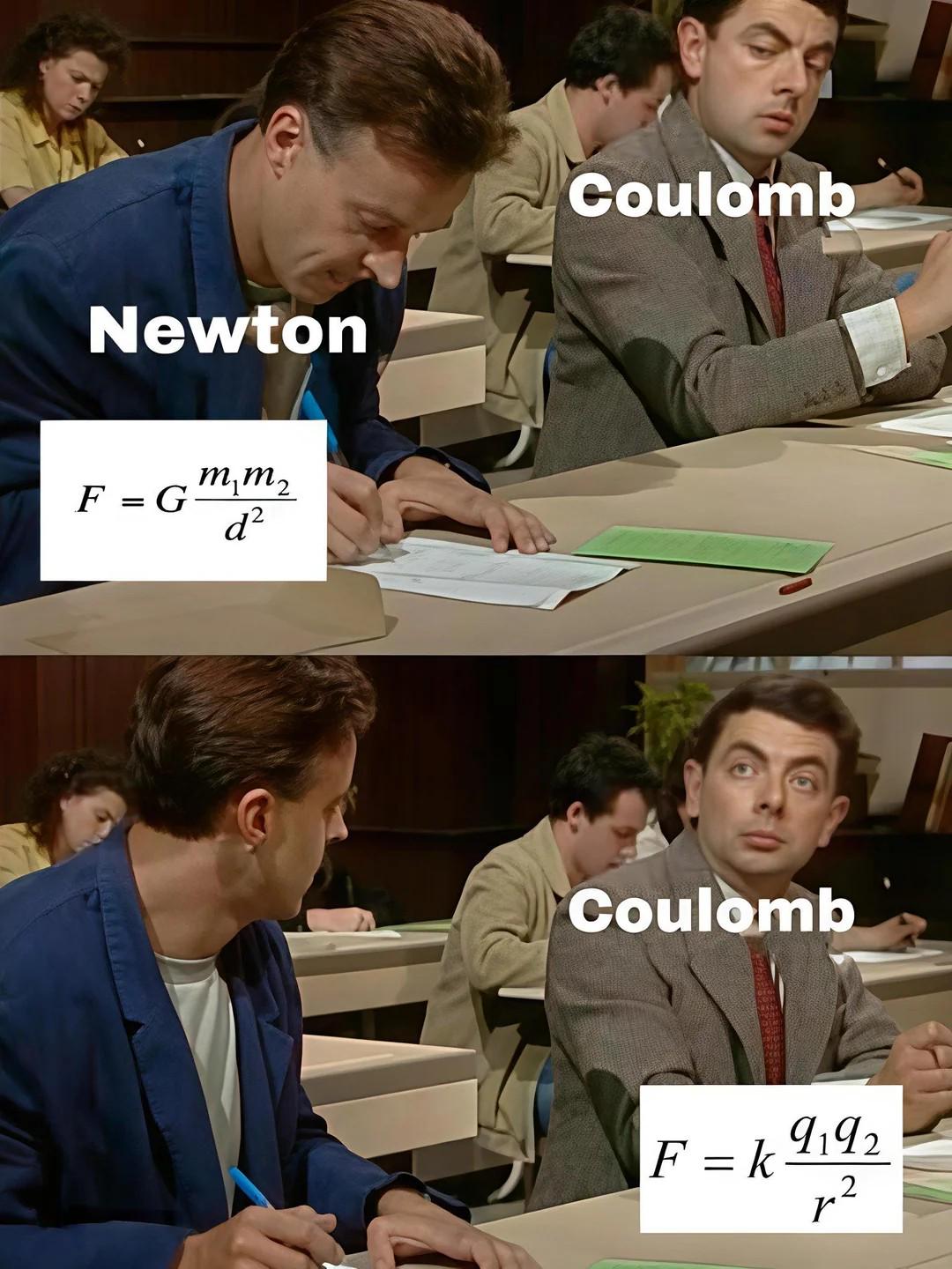 Newton And Coulomb: The Original Homework Copiers