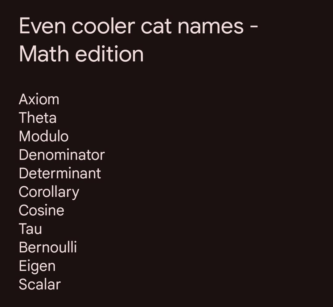 Even Cooler Cat Names - Math Edition