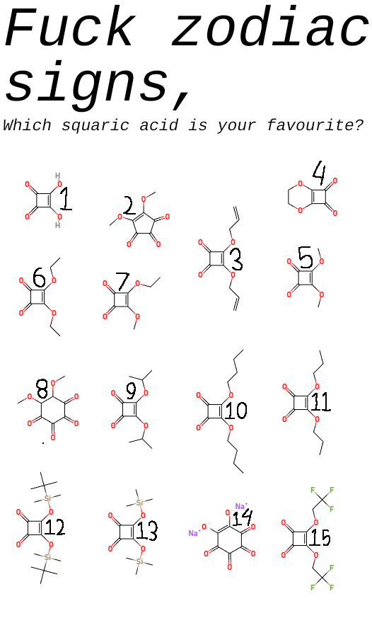 Fuck Zodiac Signs, Which Squaric Acid Is Your Favourite?