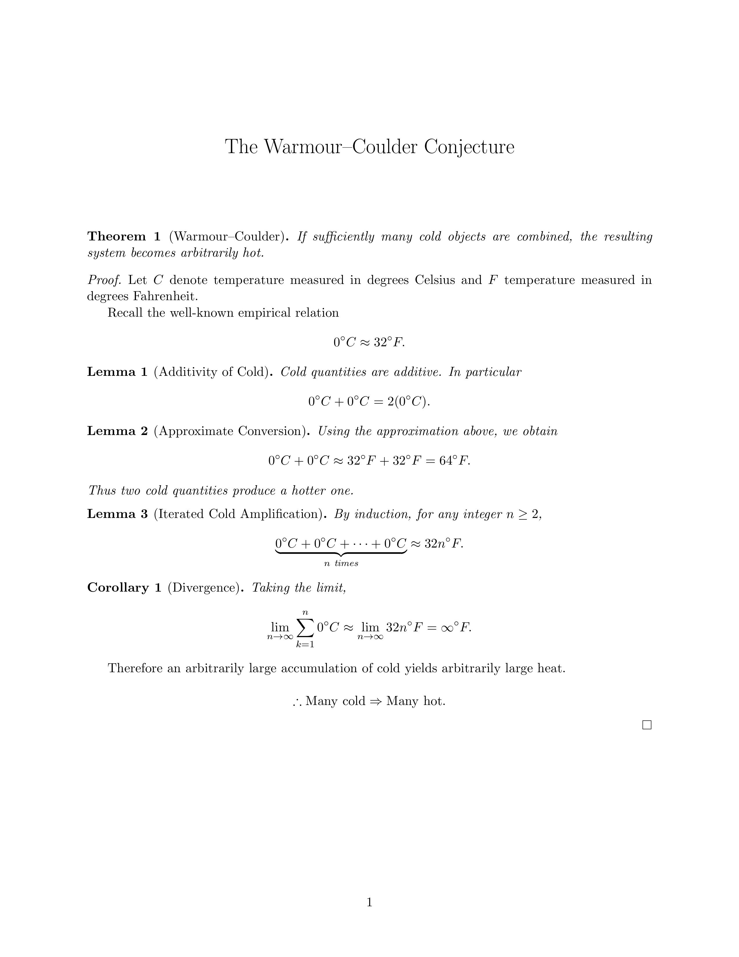 The Warmour–Coulder Conjecture