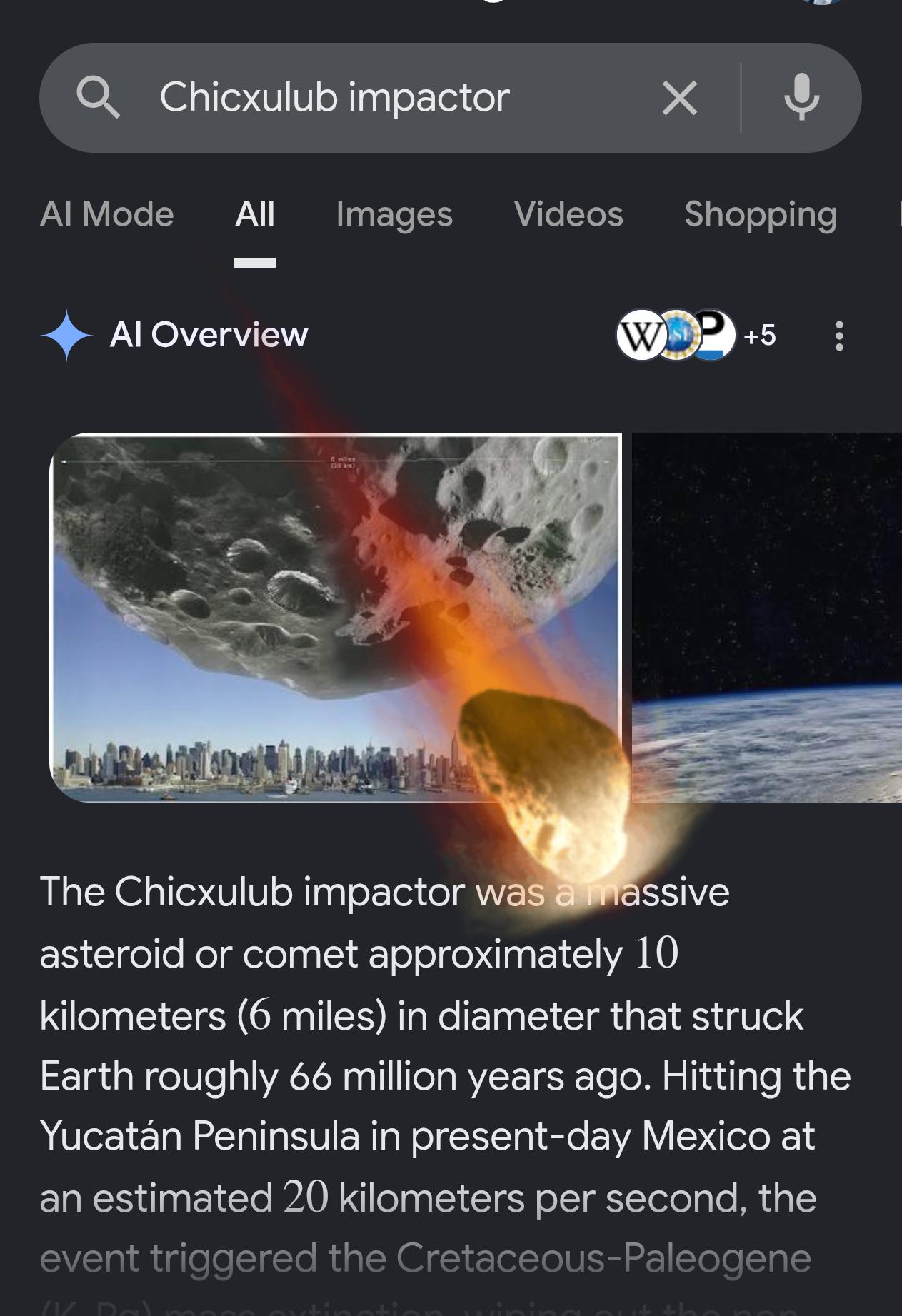 When You Google "Chicxulub Impactor", A Meteor Flies Across The Screen