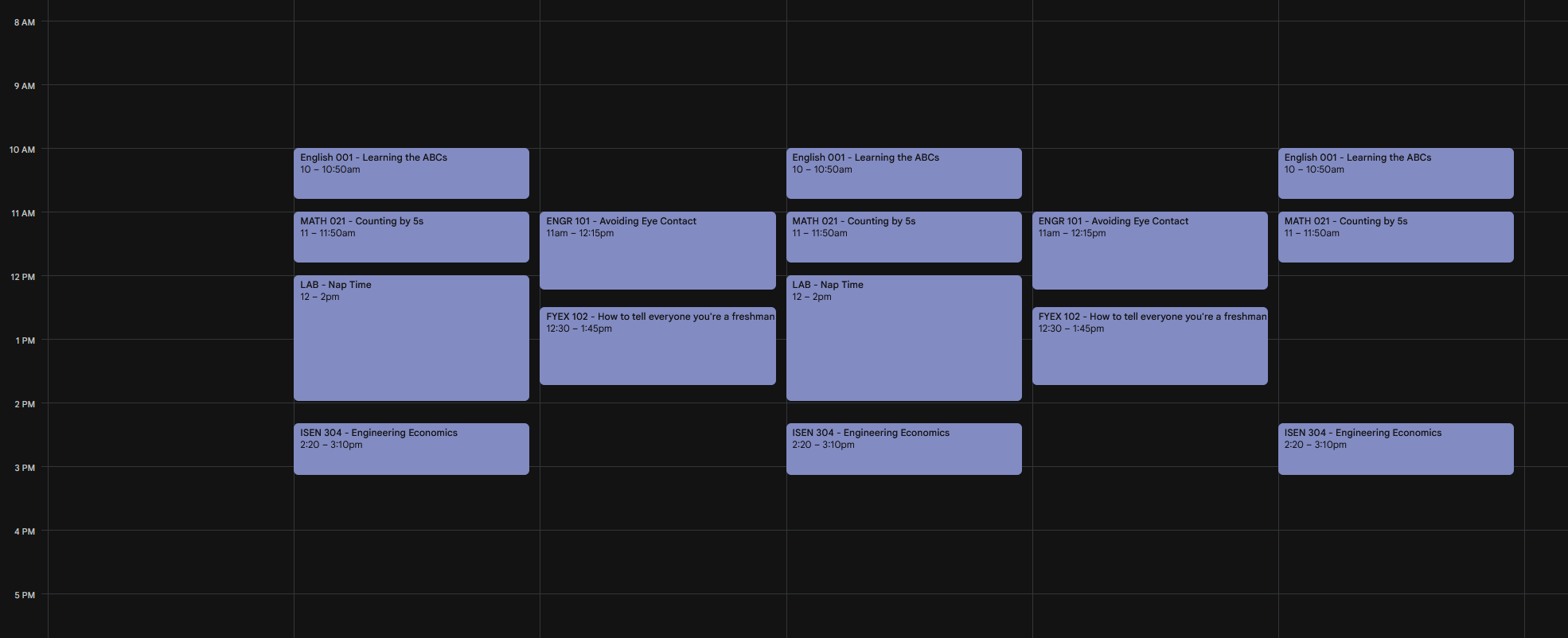 Just Got My Schedule, How Cooked Am I
